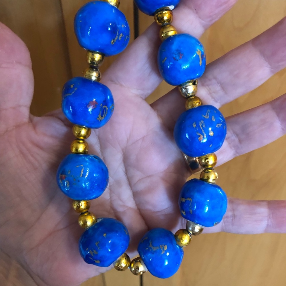 Vintage Handmade Shiny Blue Beads Islamic Large Home Decorative Misbaha Beads